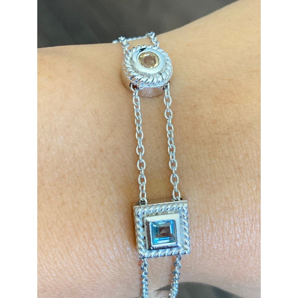 ATI 925 sterling silver natural gem stone bracelet 7.5"